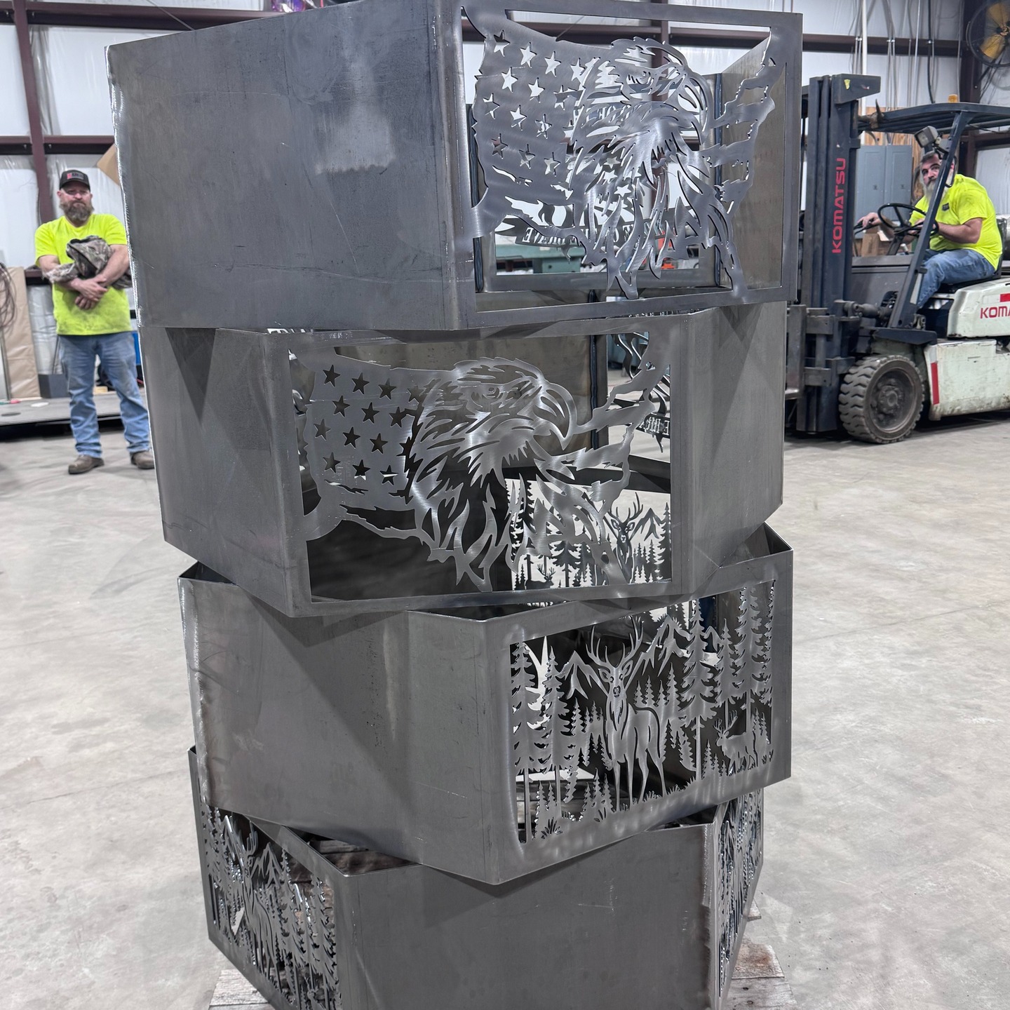 A custom metal sculpture fabricated in the shop